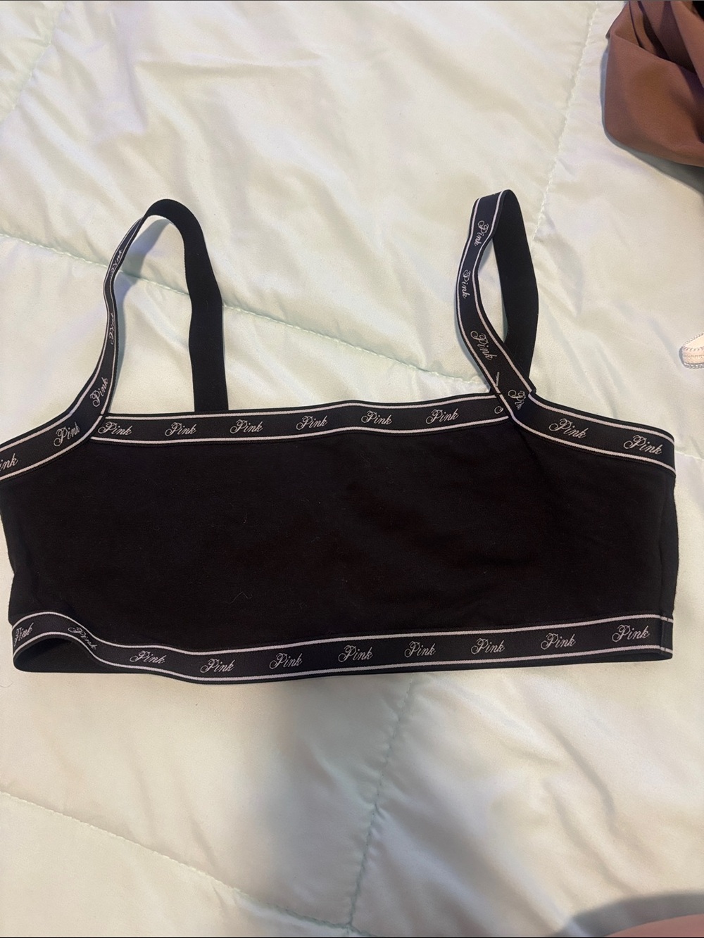 New PINK Victoria's Secret Black Logo Band Bralette